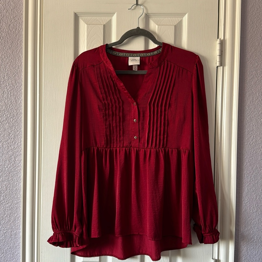 Knox Rose Red Long Sleeve Blouse